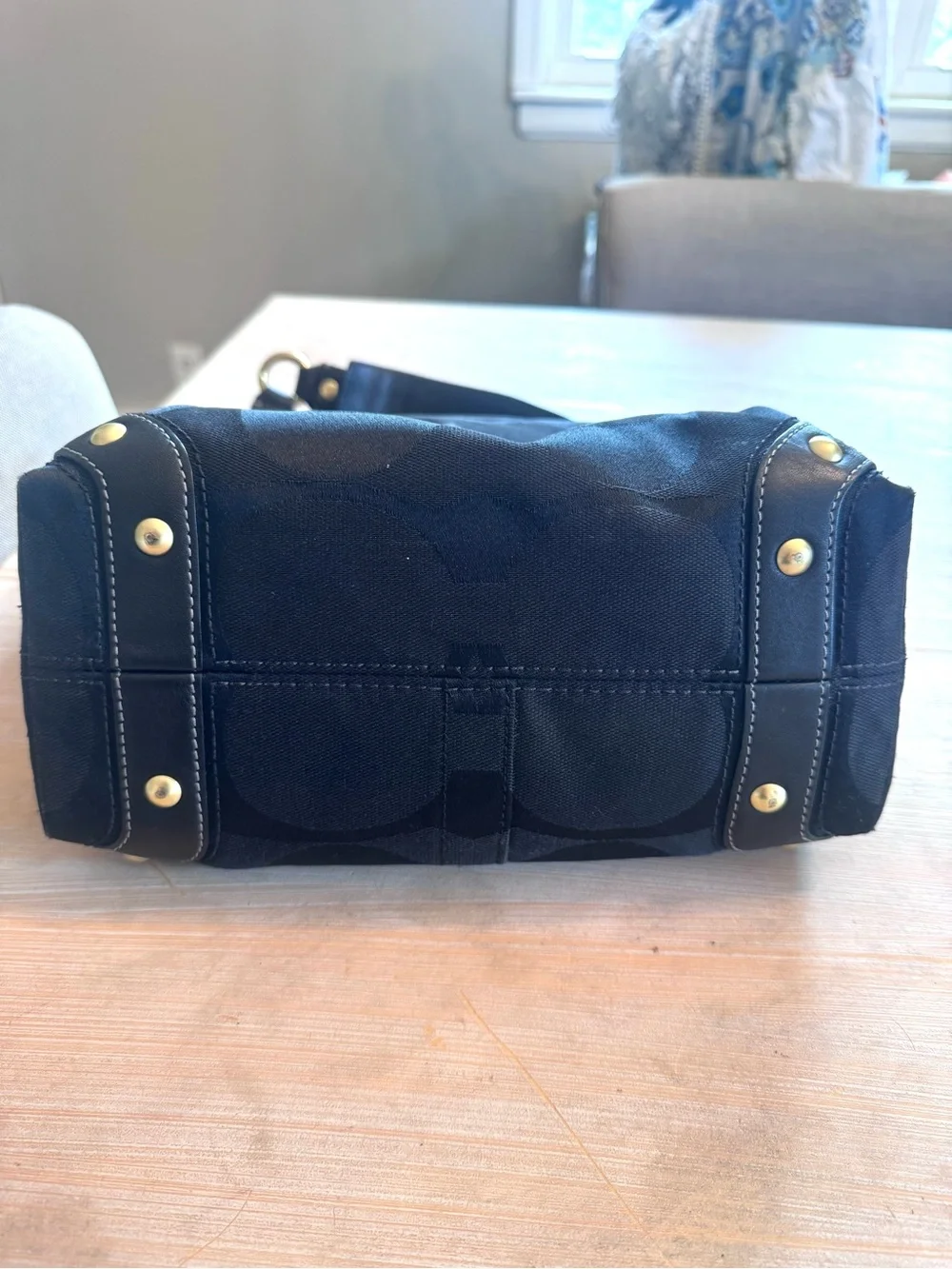Vintage Y2K Coach Carly Black Shoulder Bag with Signature C Jacquard Pattern